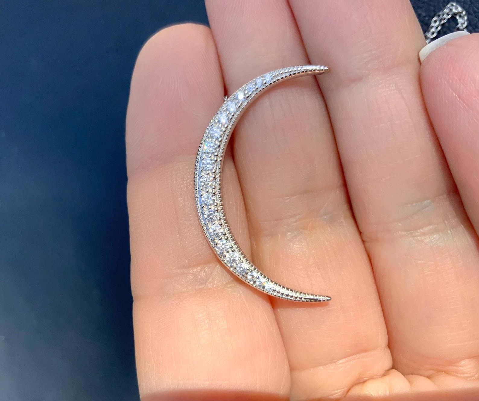 Women Crescent Moon 925 Sterling Silver Necklace main image 0