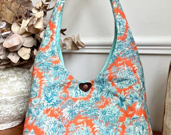 POPPY - Slouchy Boho Bag - Multiple Fabrics - Leather Detail - Shoulder Bag