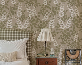 Green Vine Wallpaper: Vintage Floral Peel and Stick Wall Mural