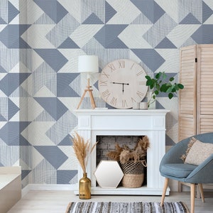 Neutral Modern Geometric Pattern Wallpaper, Peel and Stick, Grunge Textured Wall Mural, Home Decor Wall Art, Removable Self-Adhesive