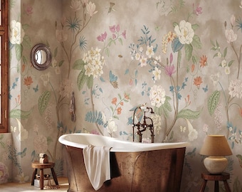 Chinoiserie Tree Blossom Wallpaper: Asian Style, Peel and Stick
