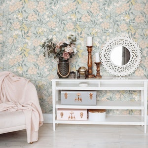Classic Floral Wallpaper, Peel and Stick, Art Nouveau Botanical Wallpaper, Victorian Removable Wallpaper, William Morris Inspired Wallpaper