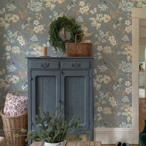 Watercolor Floral Wallpaper, Peel and Stick, Delicate Branches and Flowers Self Adhesive Mural, Elegant Botanical Removable Wallpaper