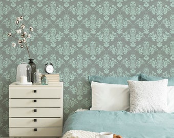 Damask Peel and Stick Wallpaper: Modern Victorian Wall Mural