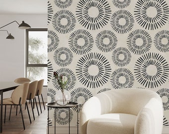Beige Boho Brush Strokes Peel and Stick Wallpaper