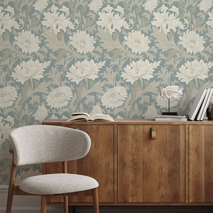 Classic Floral Wallpaper, Peel and Stick or Traditional, Self-Adhesive Wallpaper Inspired by William Morris, Victorian Removable Wallpaper