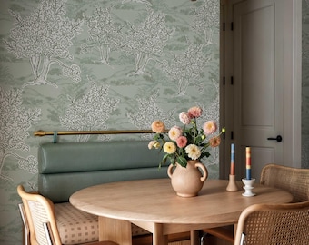 Green Forest Wallpaper: Small Trees Peel and Stick Mural
