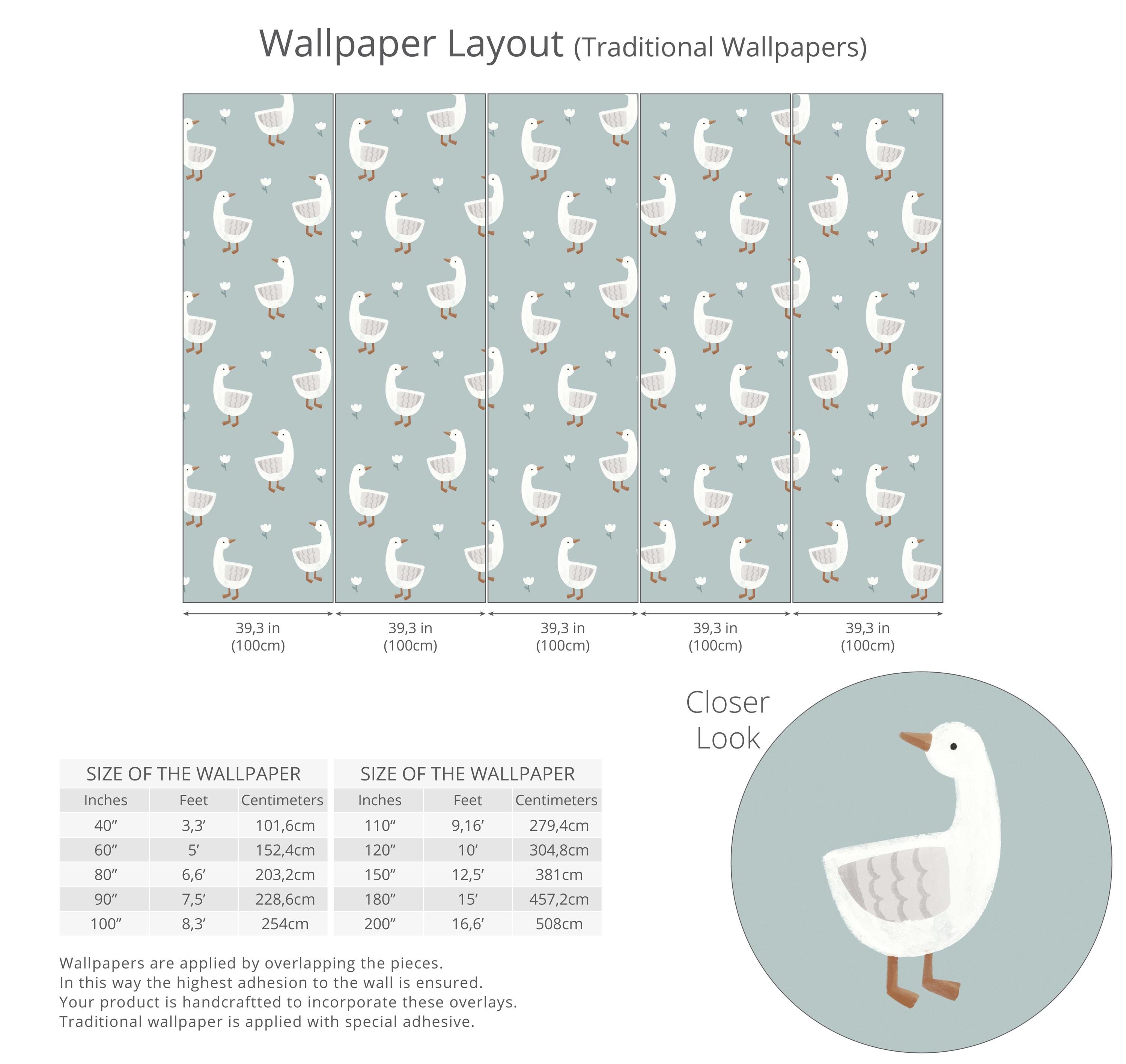 Cute Goose Wallpaper for Kids, Peel and Stick, Farmhouse Baby Room ...