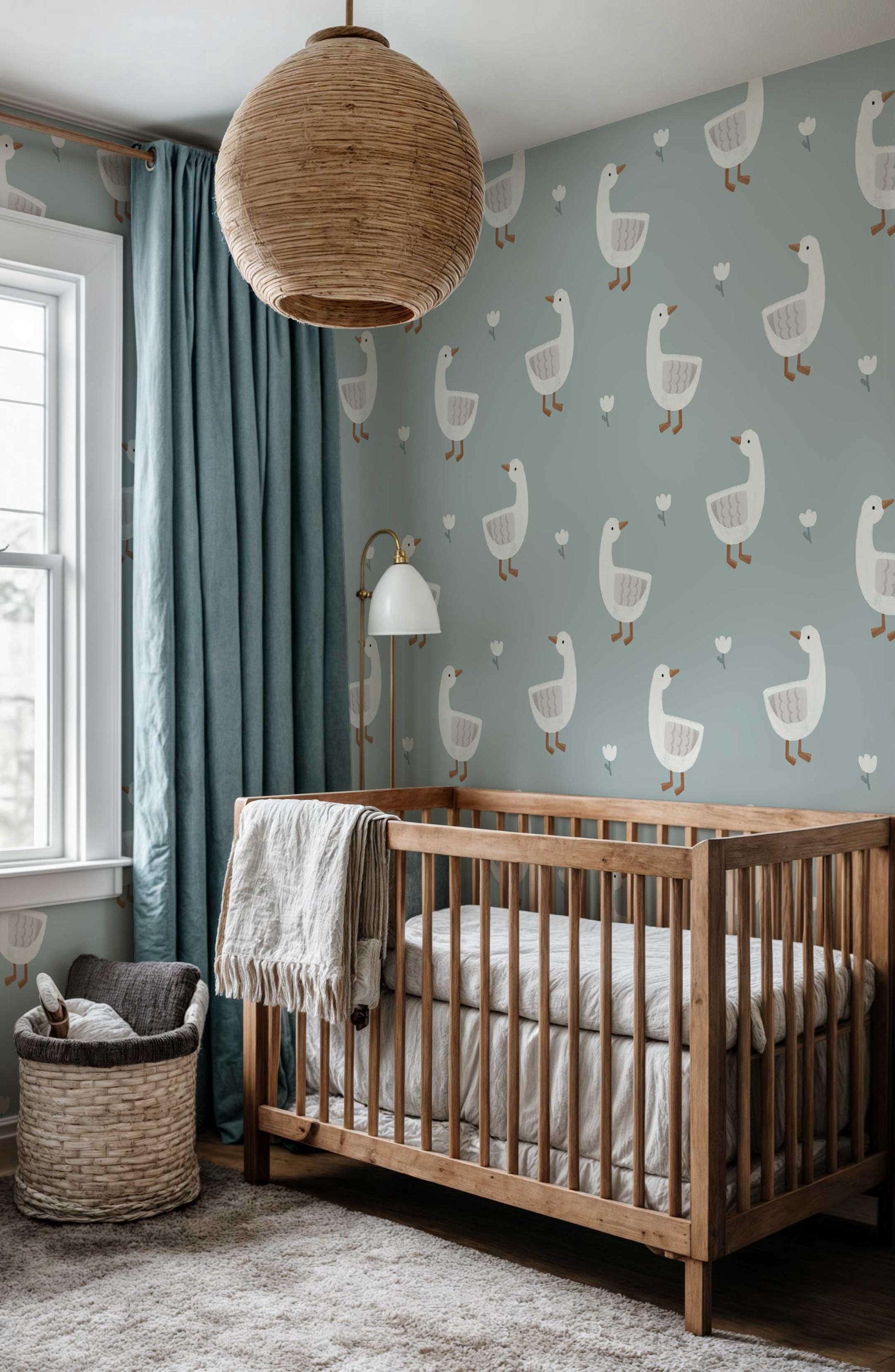 Cute Goose Wallpaper for Kids, Peel and Stick, Farmhouse Baby Room ...