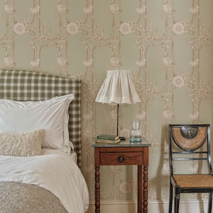 Floral Art Nouveau Wallpaper, Peel and Stick or Traditional, Decorative Flowers Mural, Old Style Victorian Self Adhesive Wallpaper,Removable