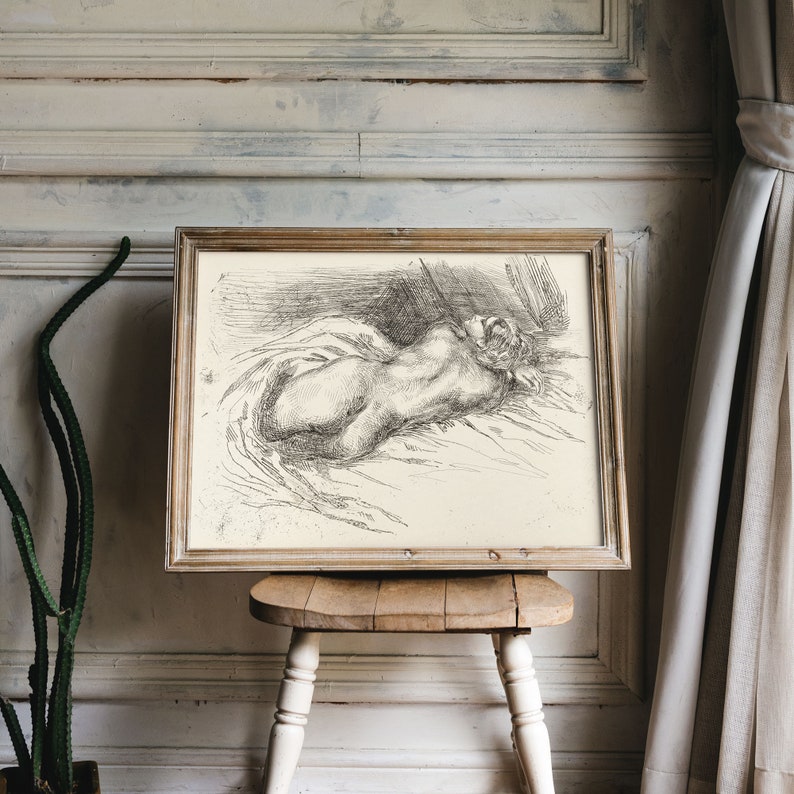 Vintage Erotic Nude Art of a Naked Woman Nude Woman Sketch Etsy Singapore