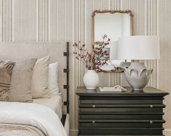 Minimalist Striped Wallpaper, Peel and Stick, Linen Textured Striped Self Adhesive Mural,Accent Wall, Neutral Boho Beige Removable Wallpaper