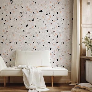 Contemporary Terrazzo Wallpaper, Peel and Stick or Traditional,Neutral Minimalist Terrazzo Wallpaper,Removable Wallpaper Home Decor Wall Art
