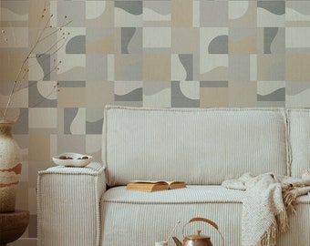 Neutral Geometric Wallpaper: Soft Color Peel and Stick Wall Mural