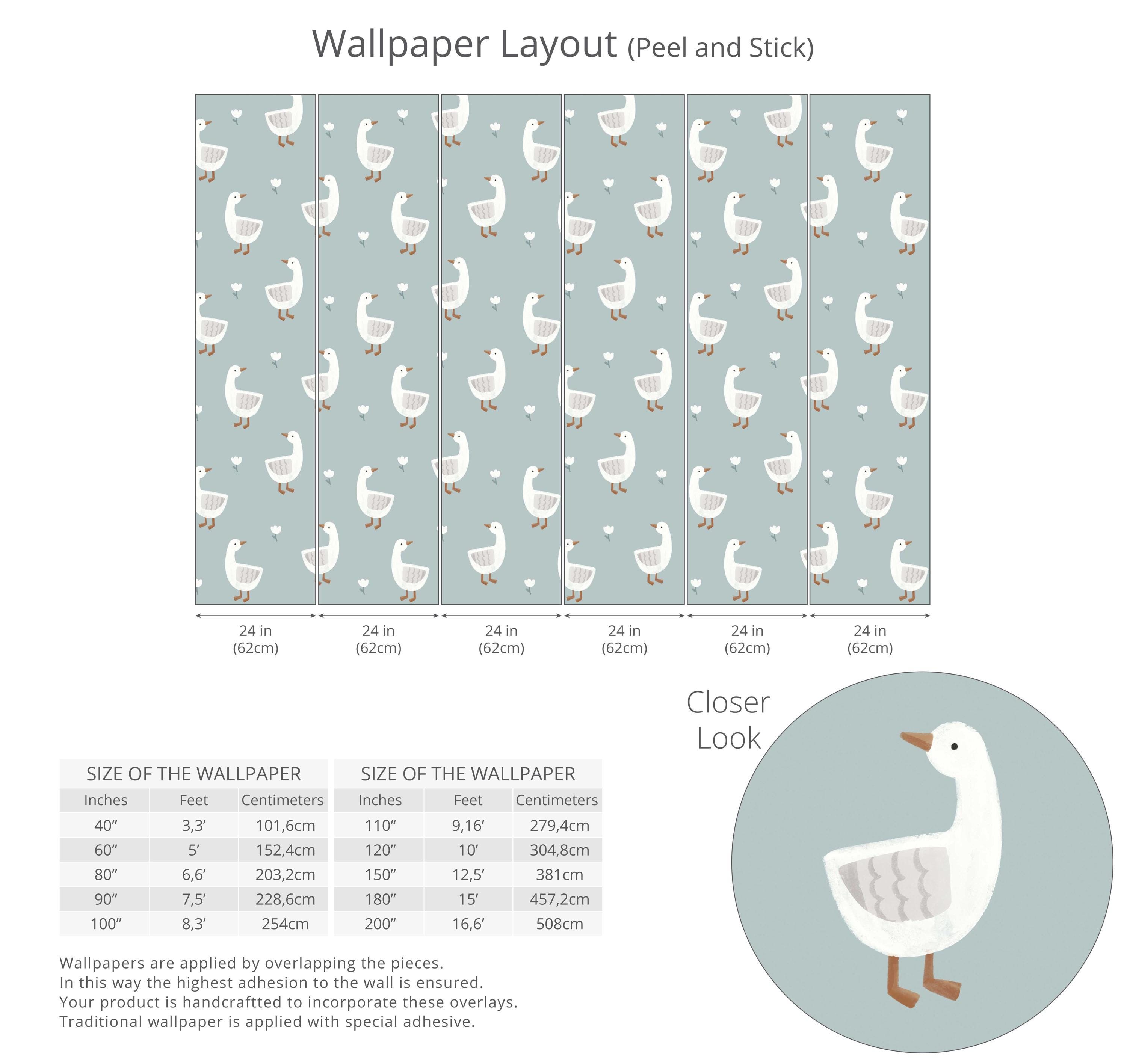 Cute Goose Wallpaper for Kids, Peel and Stick, Farmhouse Baby Room ...