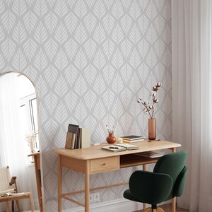 Neutral Minimal Stylish Leaves Wallpaper, Peel and Stick, Modern Geometric Leaf Wall Mural,Neutral Bedroom Wallpaper,Removable Self Adhesive
