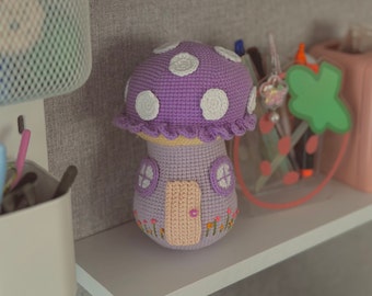 Crochet Mushroom House Plushie, Squishy Decor Toy