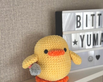 Cute But Psycho Duck Plush with Knife, Funny Amigurumi Meme Toy, Dark Humor Gift for Gamer Boyfriend
