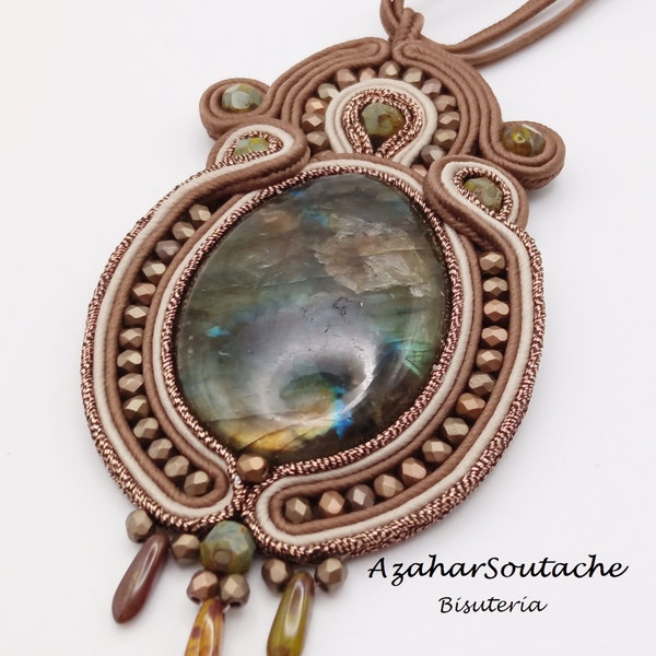 Colgante soutache, colgante labradorita