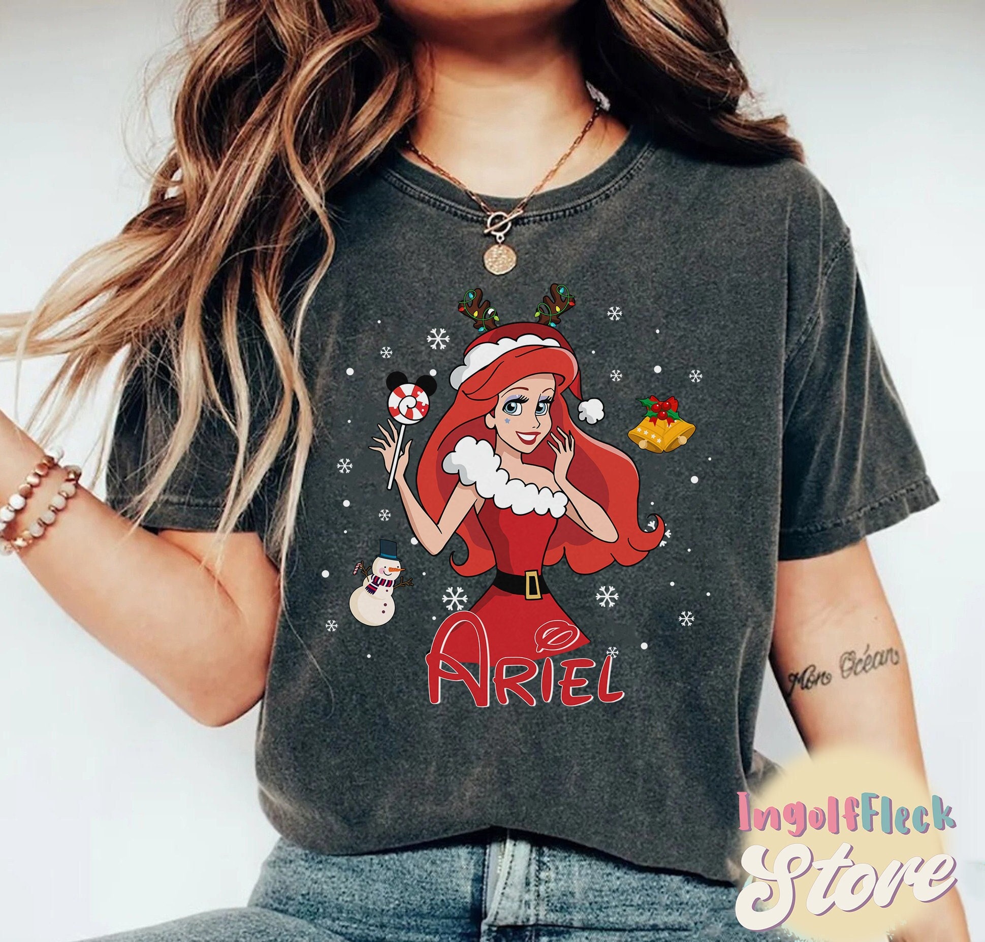 Discover Ariel Christmas Shirt, Princess Christmas Shirt, Little Mermaid tee