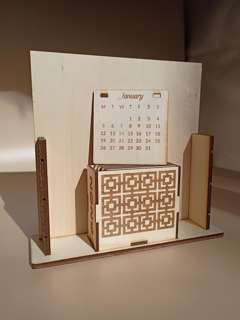 Custom 2026 Wooden Desk Calendar, Laser Cut Desk Calendar, Office Desk ...