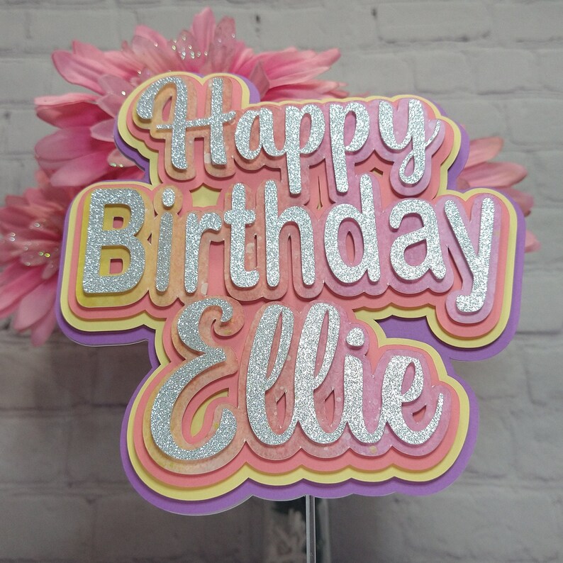 Colorful Cake Topper Happy Birthday Rainbow Cake Topper Etsy