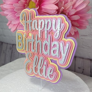 Colorful Cake Topper, Happy Birthday Rainbow Cake Topper, Kid Cake Topper, 3d Cake Topper, Happy Birthday Cake Topper, Cake Topper 3d, Name
