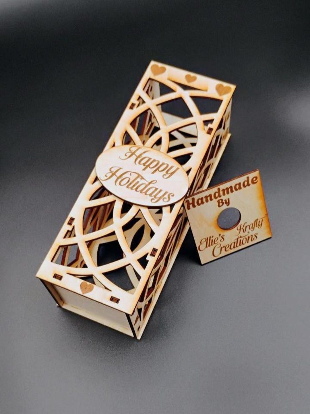 Wood Beer Bottle Gift Box – Laser Engraved Beer Holder With Hearts - Etsy