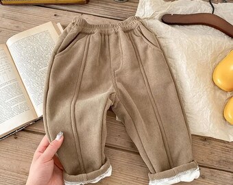 Fall Unisex Solid Straight Pants | Trendy Trousers for Kids 1-6 Years