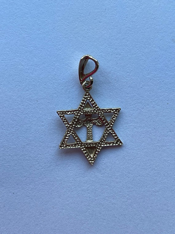 Cross in Star of David pendant 14K Gold - image 2