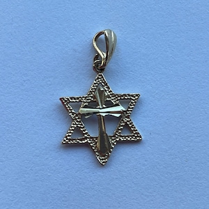 Cross in Star of David pendant 14K Gold