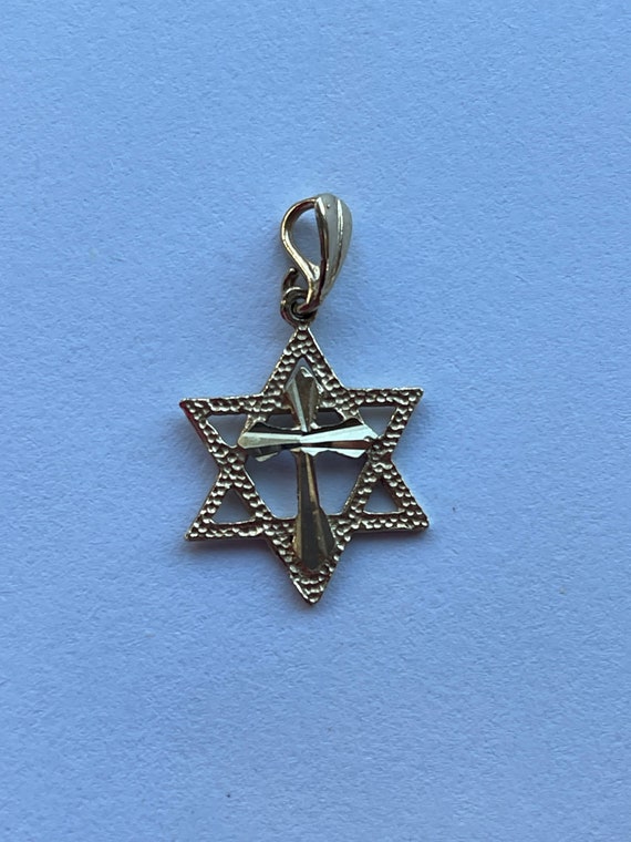 Cross in Star of David pendant 14K Gold - image 1