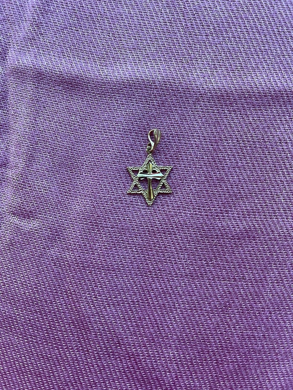 Cross in Star of David pendant 14K Gold - image 5