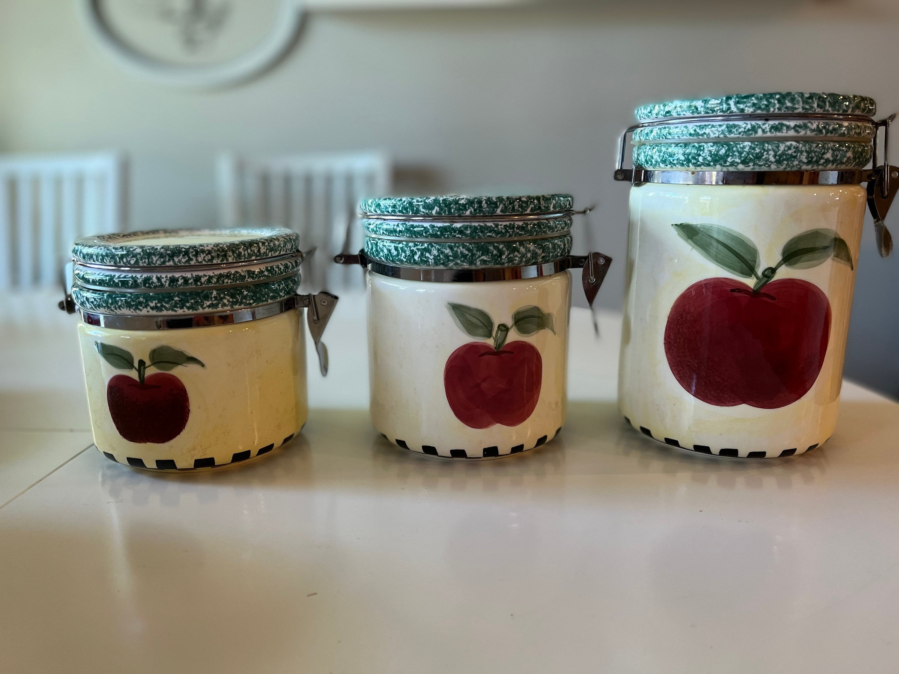 Hand made Ceramic Canister Set / Flour, sugar, baking soda / Hand