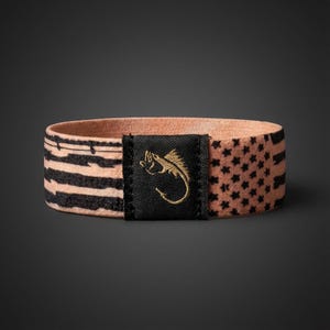 Distressed Flag Bass Fishing Bracelet - Super Comfortable Stretch Bracelet - One Size Fits Most