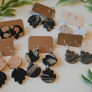 Fall Leaf Clay Earrings| Assorted Styles| Silver| Beautiful Autumn Dangles