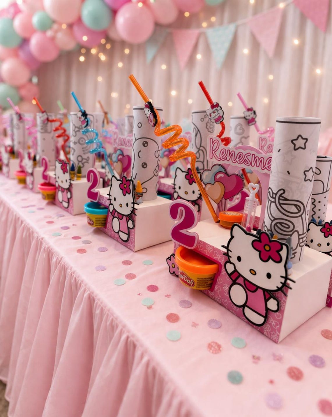 Personalized Hello Kitty Party Favor Box Kids Coloring Kit Play Doh ...