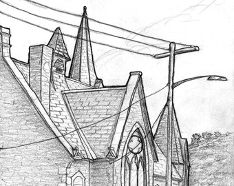 Église en pierre 5x7, Brattleboro, Vermont