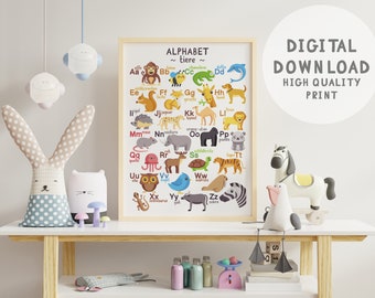 German ABC Alphabet Nursery Kindergarten Learning Poster Wall Hanging Digital Download