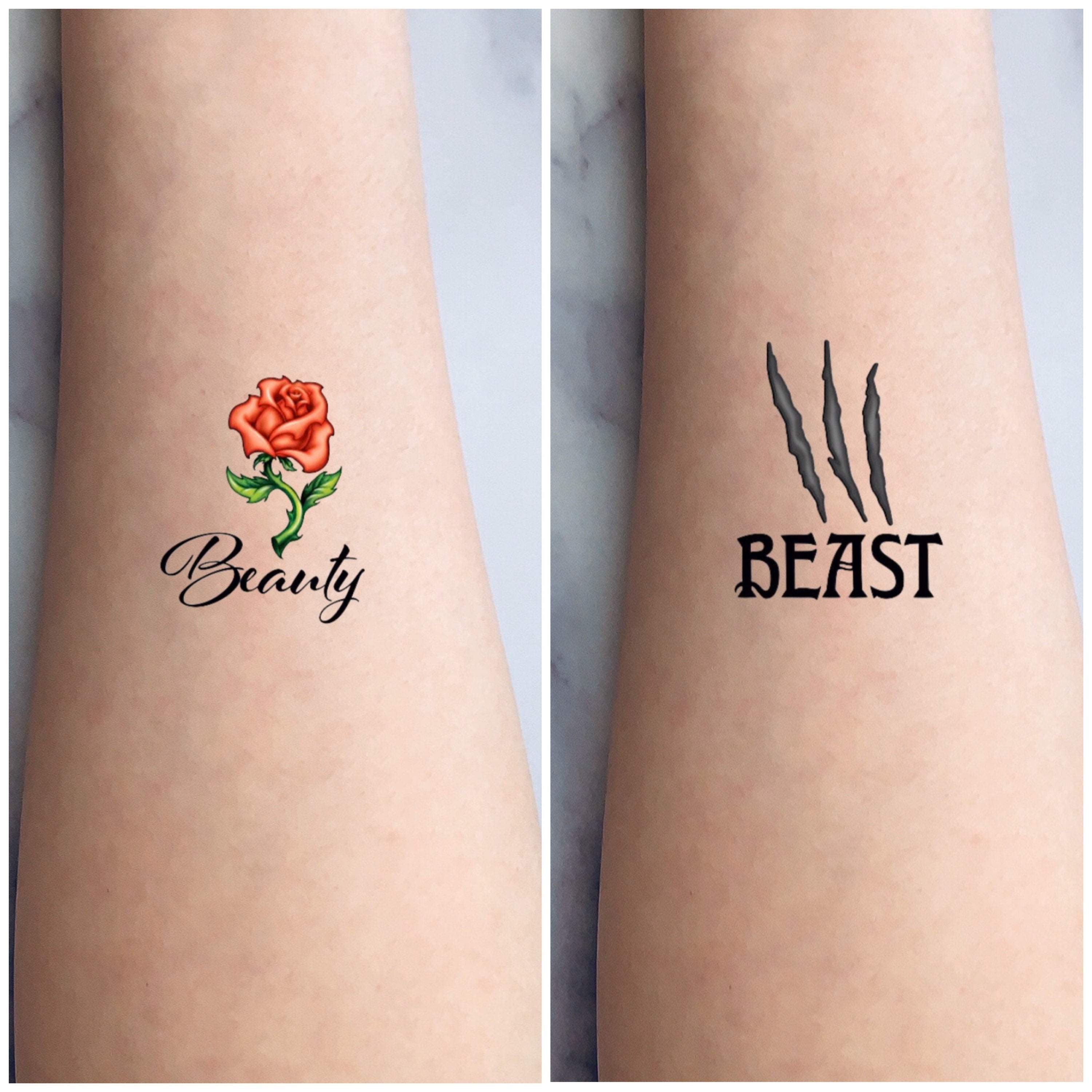 Couple Tattoos Beauty N The Beast Tattoo Love Tattoos Etsy Denmark