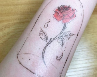 Temporary Tattoo Vintage Rose Tattoo Flash Etsy Canada