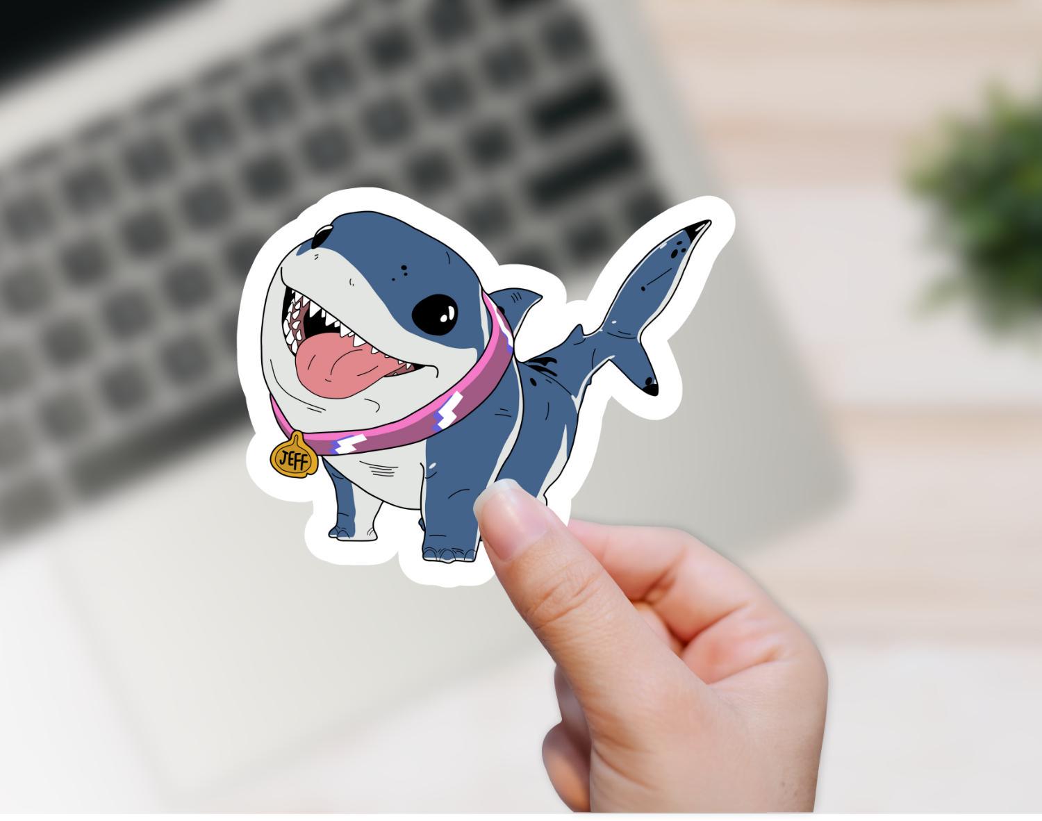 Jeff the Land Shark Waterproof Vinyl Sticker | Hand-drawn Marvel