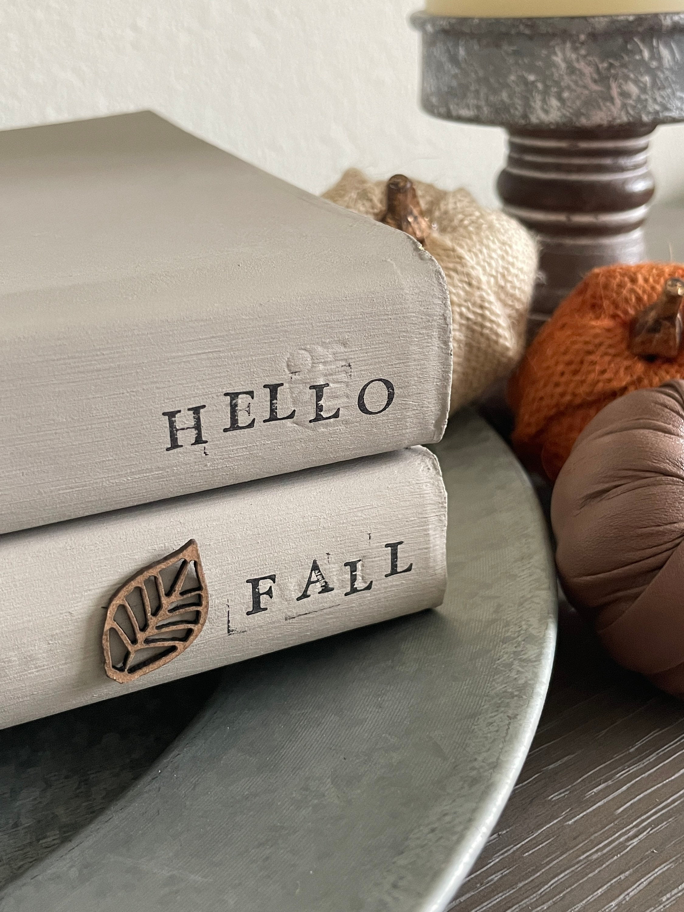 Hello Fall Book Stack Fall Home Decor Farmhouse Home Decor Etsy