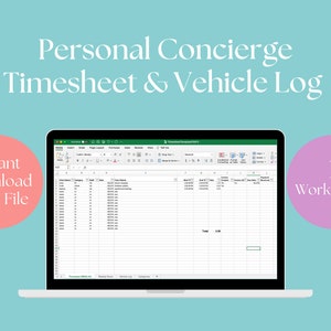 May include: A laptop computer displaying a spreadsheet with the title "Timesheet Template 2021". The spreadsheet has three worksheets, as indicated by the text "3 Worksheets" in a pink circle. The text "Instant Download Excel File" is in a pink circle on the left side of the image.