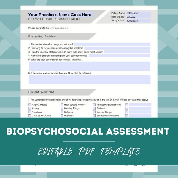 Biopsychosocial Assessment Template Etsy Biopsychosocial Assessment Template Etsy
