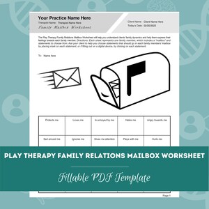 Play Therapy Family Relations Mailbox Worksheet | Editable / Fillable PDF Template | For Counselors, Psychologists, Therapists