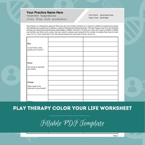 Play Therapy Color Your Life worksheet | Editable / Fillable PDF Template | For Counselors, Psychologists, Therapists
