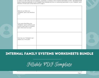 Internal Family Systems Worksheets Bundle, 13 Fillable/Printable PDF Template, IFS Worksheets, Therapy Intervention, Counseling Activities