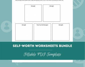 Self-Worth Worksheets Bundle | 40 Editable / Fillable / Printable PDF Templates | Counselors, Psychologists, Psychiatrists, Therapists