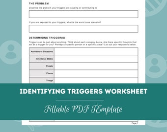 Identifying Triggers Worksheet Editable / Fillable PDF - Etsy Sweden Identifying Triggers Worksheet Editable / Fillable PDF - Etsy Sweden